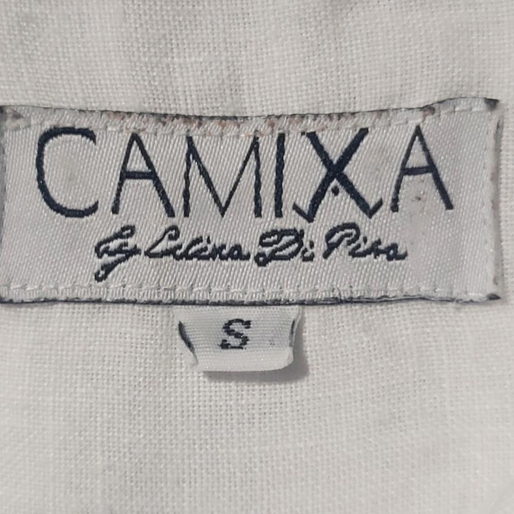 CAMIXA by Celina Di Pisa Women's White Linen Button-Down Shirt - Sz S Classic - Picture 8 of 9